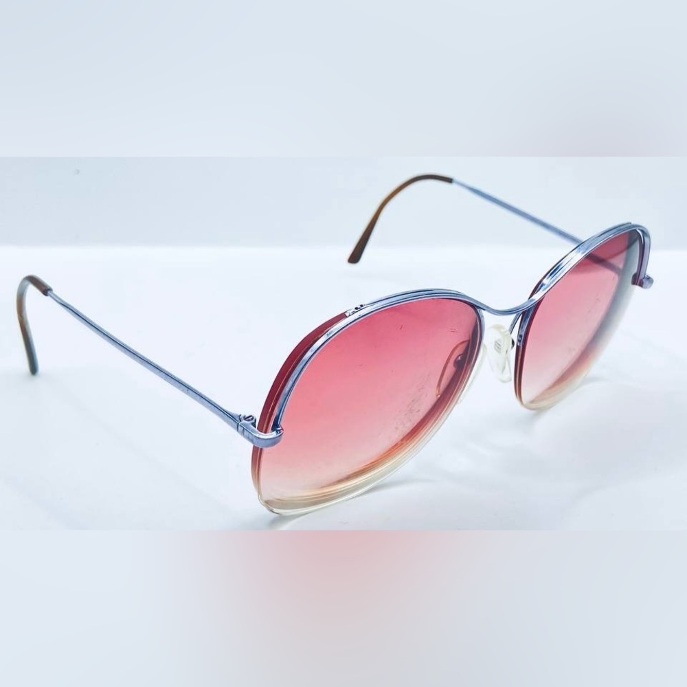 Vintage Logo Paris Silver Purple Oval Half-Rim Sunglasses Frames Only